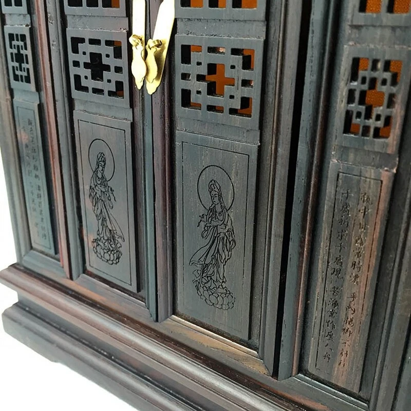 Деревянный Гуань Инь Буддийский Алтарь Бутсудан Храм Бог Дзен Портативный Молитва - Изображение 4 из 4