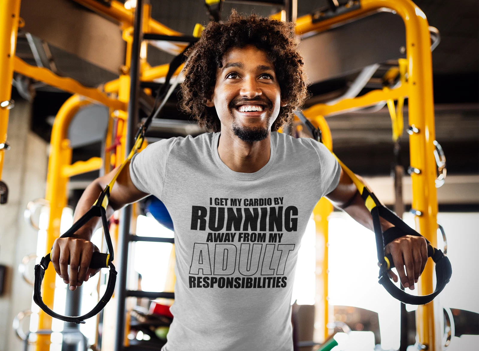 CLAE I Get My Cardio By Running Fitness Funny T Shirts for Men