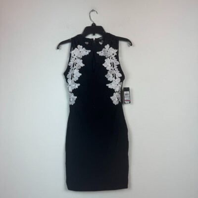 Guess Womens 0 Black White Floral Lace Cutout Back Sheath Mini Dress NWT  BW50 | eBay