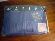 Martex KING 14" DEEP FITTED SHEET NEW IN PACKAGE 78x80 Indigo Blue 1993 NOS