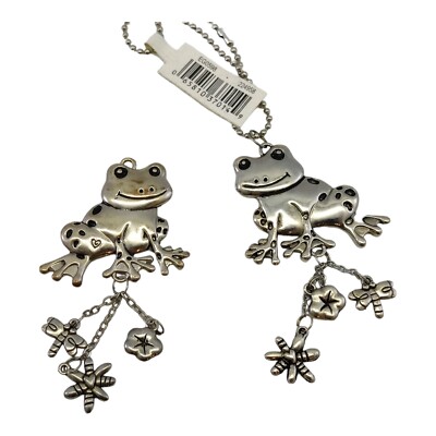 Ganz Frog Dangle Keychain Silvertone Metal Charms Hanging Froggy Toad READ!! x 2