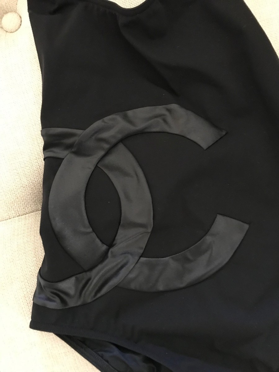 BNWT CHANEL Coco Beach Black Large CC Logo One-Piece