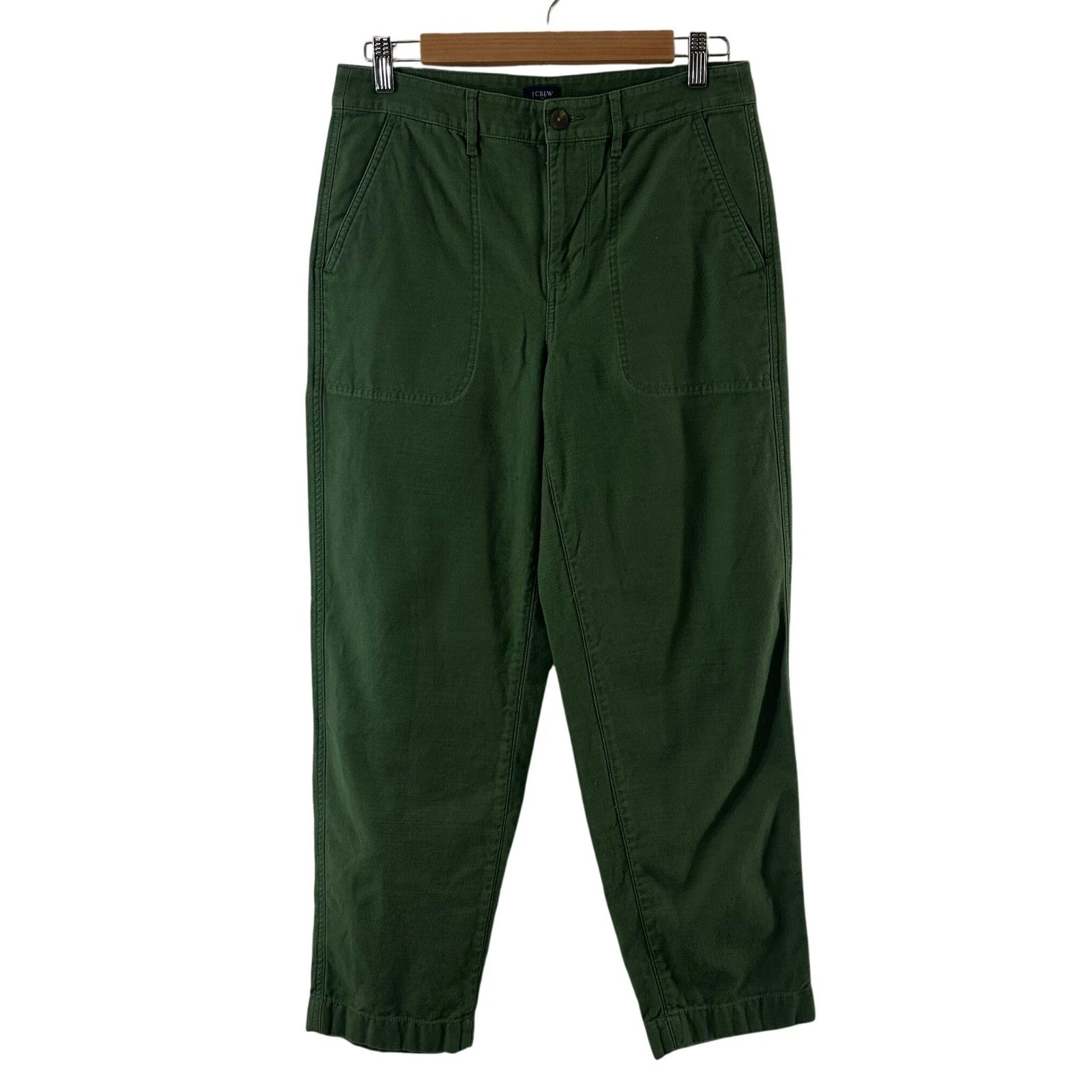 J.Crew Womens Forest Green Cotton Utility Chino Pants High Rise Size 4