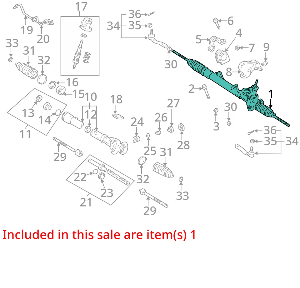 Toyota Echo 2001 cremallera de dirección y piñón OEM 115 k millas - LKQ376993914 Foto 4 de 4