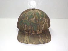 Vintage 1980s Mossy Oak Greenleaf Camo Snapback Hat Cap Hunting Made in USA