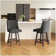26 Inch Counter Height Bar Stools Set of 2,Swivel Bar Stools with Back