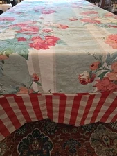 VTG Full Duvet Cover / Checked Bed Skirt / Pillowcases Floral Striped Custom Set