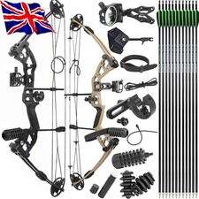 Archery Compound Bow Carbon Arrow Kit 30-55lb Adjustable Field Target Hunting UK