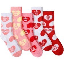 5 Pairs Valentines Day Gifts for Women Her Heart Conversation Fuzzy Sock