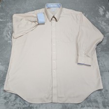 Paul Fredrick Shirt Mens 20-35 Tan Herringbone Non Iron Cotton Dress Long Sleeve