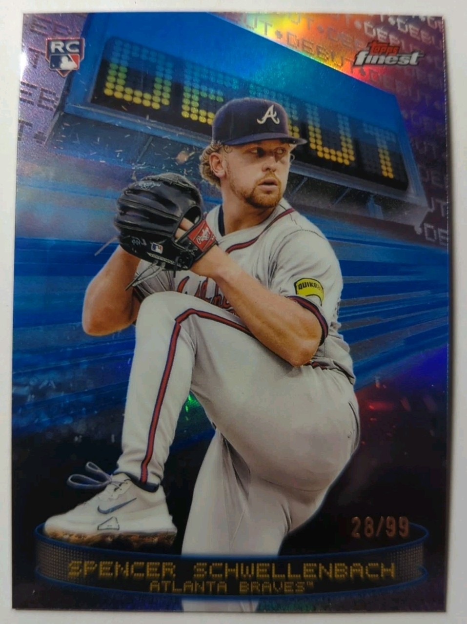 2025 Topps Finest Spencer Schwellenbach RC DEBUT Blue Refractor #'d /99 Braves
