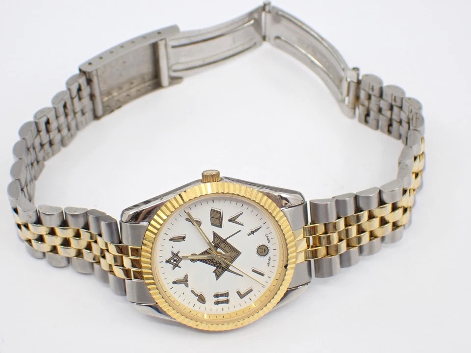 Reloj Pulsera Francmasón Cuadrado y Brújula Miyota Movimiento Cuarzo Japón Batería Nueva Foto 3 de 4
