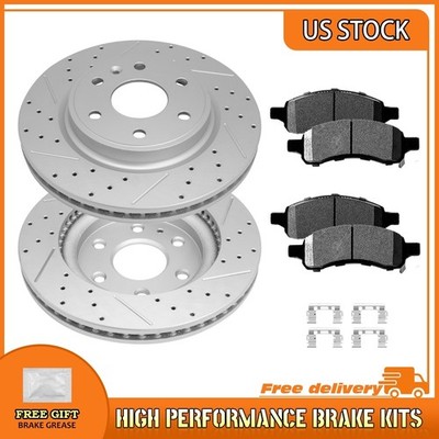 Front Drilled Brake Rotor Ceramic Pad For 07-17 Enclave Traverse Acadia Outlook