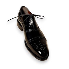 Handmade Oxford Lace Up Black Cap Toe Genuine Leather Dress Office Shoes For Men
