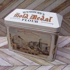 Washburn’s Vtg 1993 Gold Medal Flour Recipe Box Tin With Dividers Cards Recipes