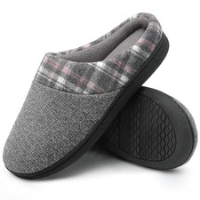 Women's Memory Foam Warm Slip On House Slippers - Non-Slip Family 9 Light Grey