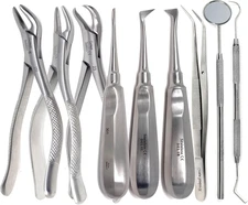 A2Z 9 Pcs Dental Oral Care Instruments Set Includes Extracting Forceps Surgical 