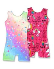 2 Pack Gymnastics Leotards for Girls 5-6 Years 2pcs Rainbow Star  Hotpink