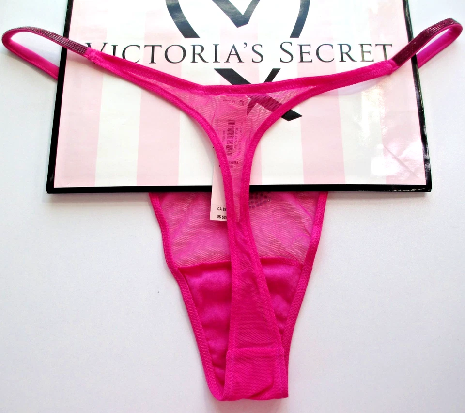 VICTORIA'S SECRET очень сексуальный высоты ноги стринги трусики VS блеск ремень L розовый сетки новый с Ярлыками - Изображение 4 из 4