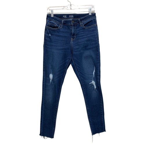 a.n.a. A New Approach Jegging Jeans Womens Size 10 Blue Mid Rise Distressed