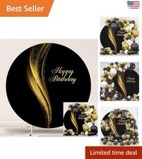 Stunning 7.2ft Black Gold Backdrop Cover for Birthday Photography Magic