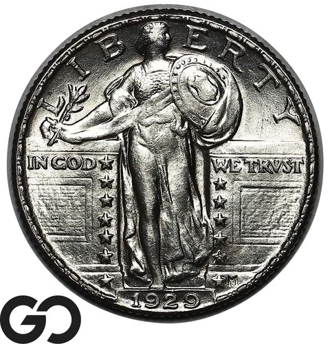 1929 Standing Liberty Quarter, Lustrous Gem BU++, Strong Head