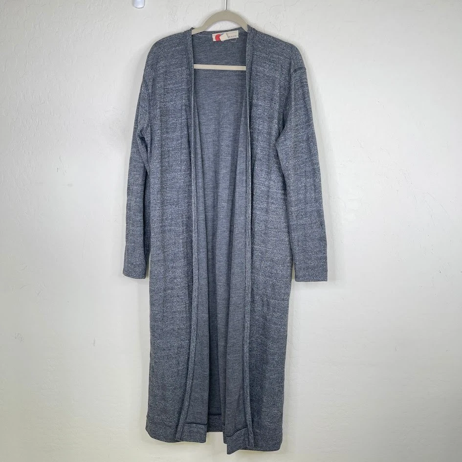 Free People Beach Bicoastal Duster Cardigan Sweater Gray Open Front Knit Size M - Image 2 of 4