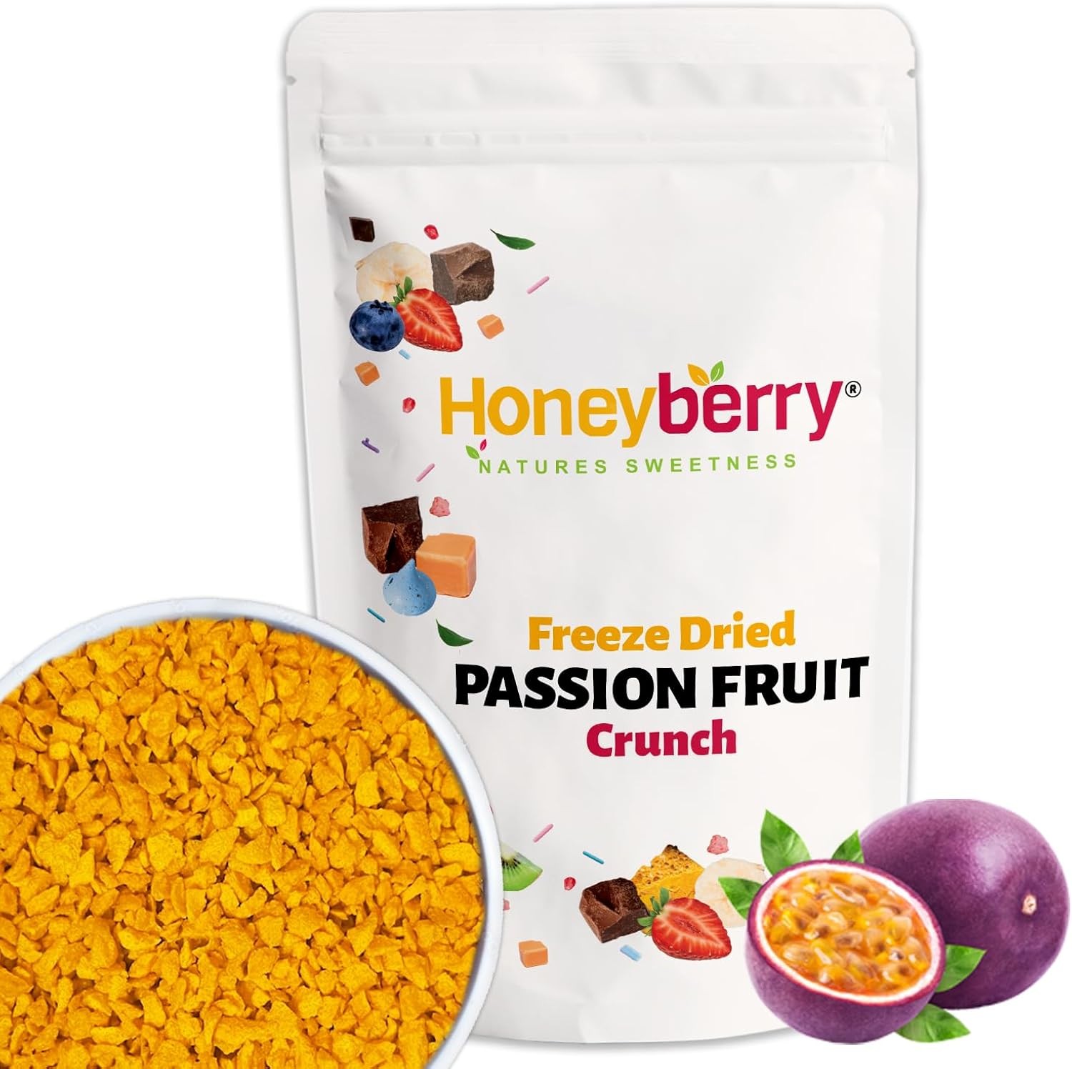 Freeze Dried Passion Fruit Crunch 100g - Crispy Pieces for Baking, Cake