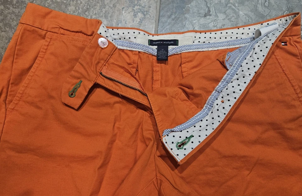 Tommy Hilfiger Shorts Womens Size 12 Orange Chino Stretch Button Fly Preppy  - Image 4 of 4