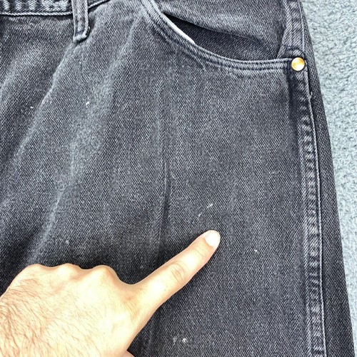 Mens Wrangler Jeans Black Wash Denim Pants Workwear Grunge Distressed 44x32 - Picture 12 of 21