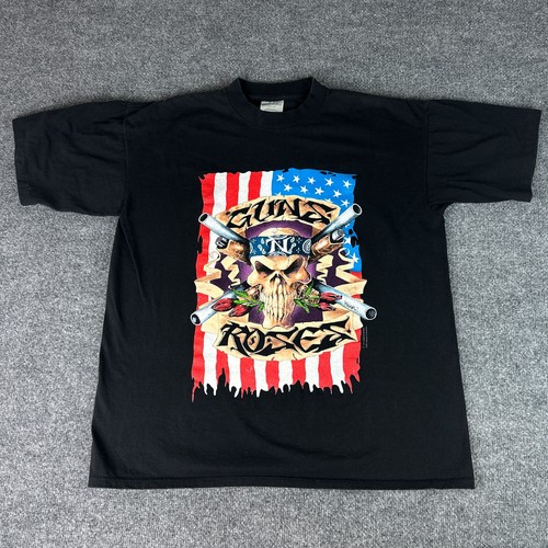 Vintage Guns N Roses Shirt XL 1991 Use Your Illusion Tour Flag Skull Brockum USA