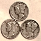 (3) Mercury Dimes - 1944D 1944P 1944S - VF/XF - #0558ED - FREE SHIPPING