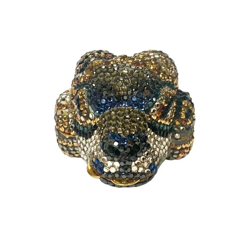 Caja de pastillas con cabeza de carnero JUDITH LEIBER RARA anillo de cristal de Swarovski caja de baratija LEER Foto 2 de 4