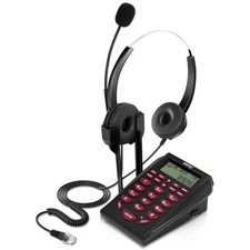 Upgraded Call Center Phone, AGPtEK Corded Telephone with Binaural Headset &