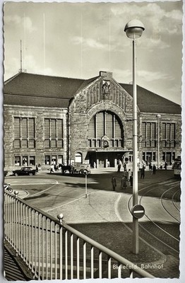 Postcard Bielefeld - ''Station'' with people - Brackwede, Detmold - VERY RARE!!