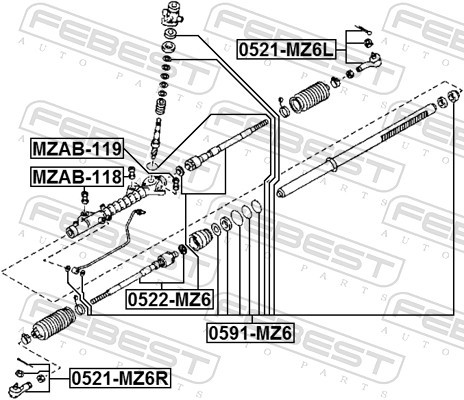 Tourillon Arrière Silencieux FEBEST MZAB-114 Pour Mazda Atenza Berline - Compatible, Neuf, Garantie