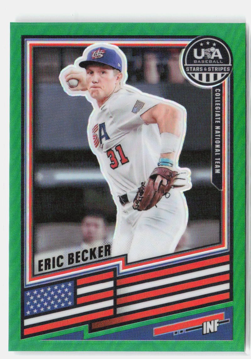 2026 Panini Stars & Stripes Prizm USA Baseball #142 Eric Becker Green