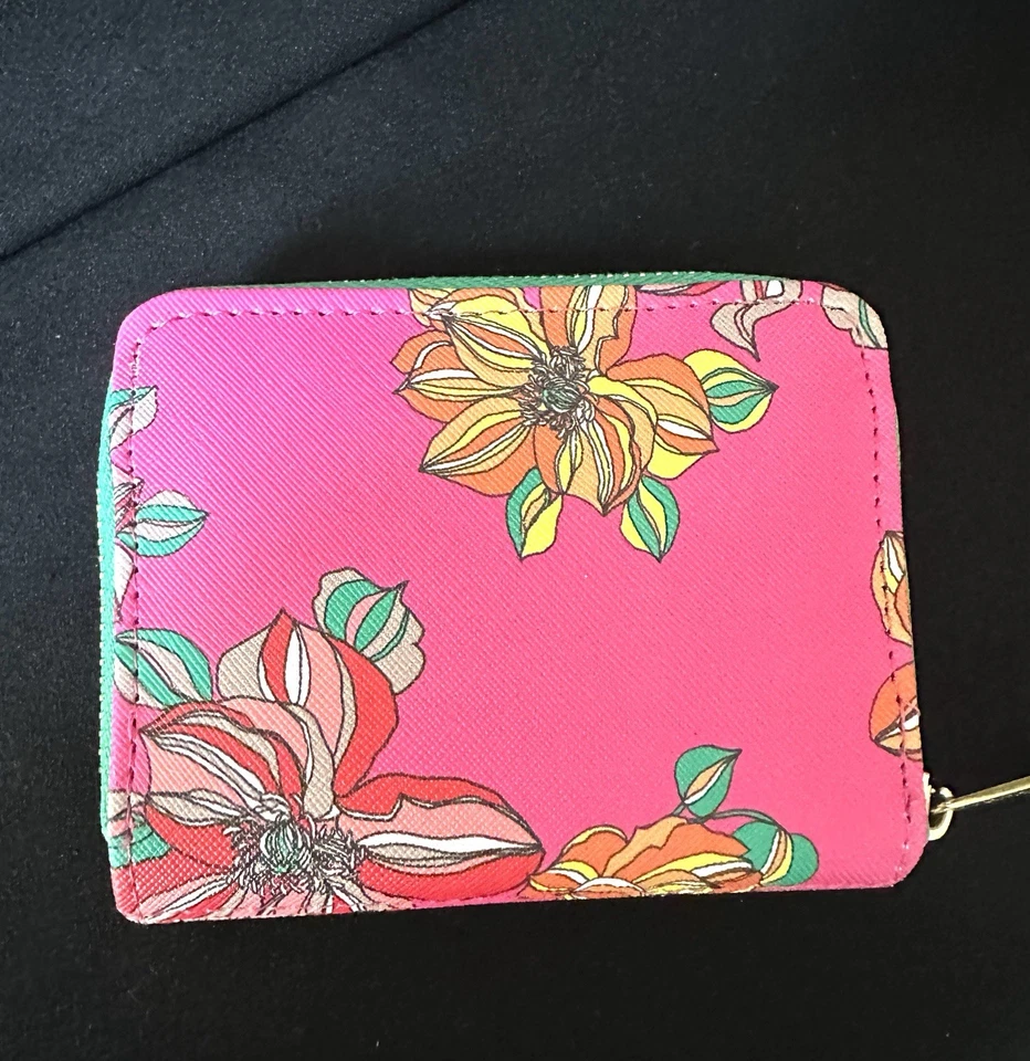 Cartera pequeña Tina Turk con cremallera alrededor rosa/fucsia/floral Foto 2 de 3
