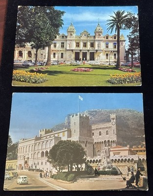 2 Vintage Postcards: Monaco: Prince s Palace, Monte Carlo Casino- Ektachrome