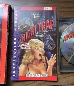 Night Trap (Sega CD) Red Box Variant CIB w/ Manual 2 Discs Near Mint  Reg Card