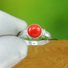 Red Coral Gemstone 925 sterling silver handmade Gift Ring US size 5 to 13