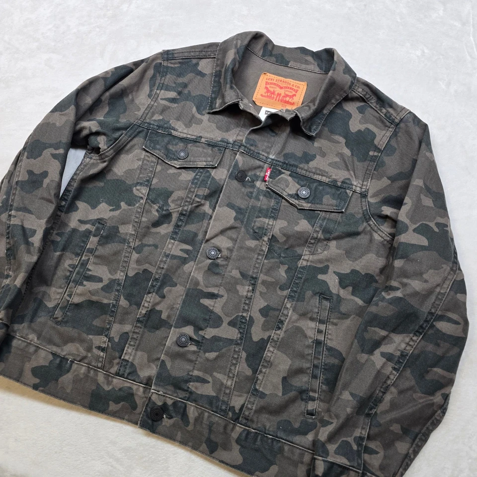 Chaqueta de Camionero Levi Camo Denim Niños Grande 12/13 Años Verde Camuflaje Foto 4 de 4