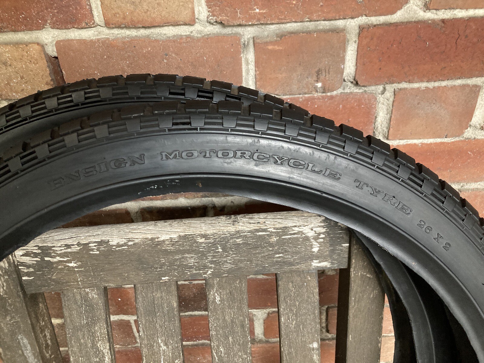 2X NEW ENSIGN 26 X 2” BEADED EDGE TYRES VETERAN MOTORCYCLE DUNLOP CORD