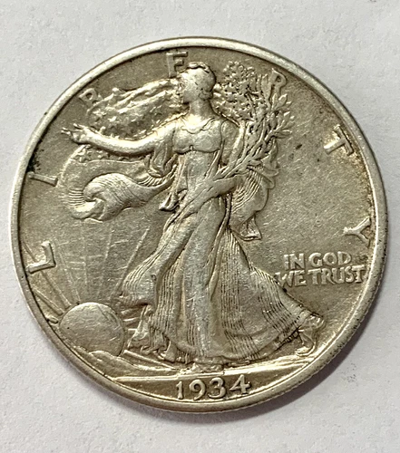 1934-S Walking Liberty Half Dollar, High Grade AU+, Toned and Choice