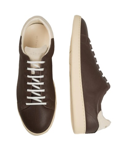 Kiton Men\'s Brown and Black Trainers Kiton Brown Leather Suede Leather Crocodile Sneakers – 2Men main image 3