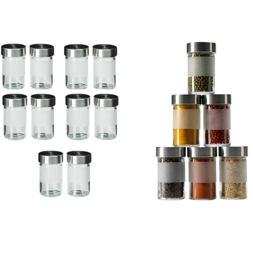10 x IKEA Spice jar DROPPAR Glass Stainless Steel Spice jars