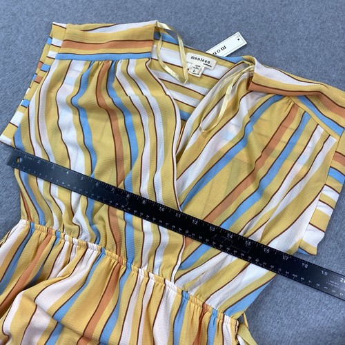 NEW Monteau Midi Sun Dress Women Large Stripe Sash Tie V Neck Cottagecore NWT - Picture 12 of 18