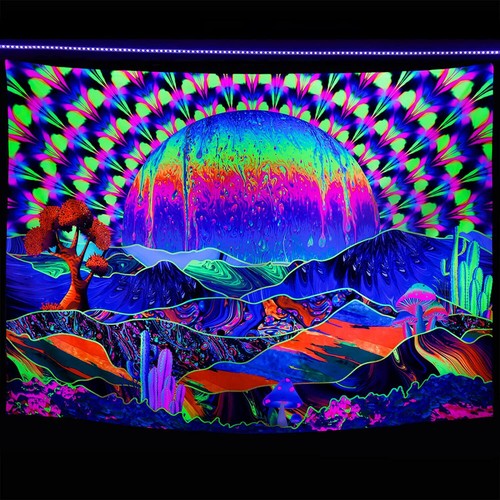 Hippie Psychedelic Mushr-oom Tapestry Wall Hanging Trippy Blanket Room Decor - Picture 29 of 35