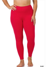 Zenana 1X Better Cotton/Spandex Stretch Full Length Leggings Ruby