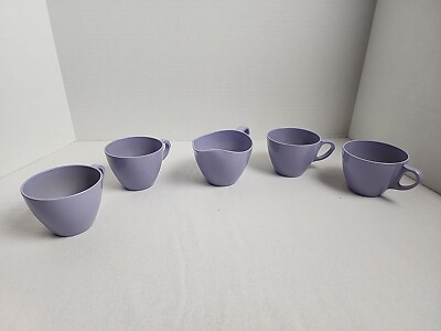 VTG Royalon Melmac Lavender purple LOT Of 4 Coffee Cups + BONUS Creamer Priority